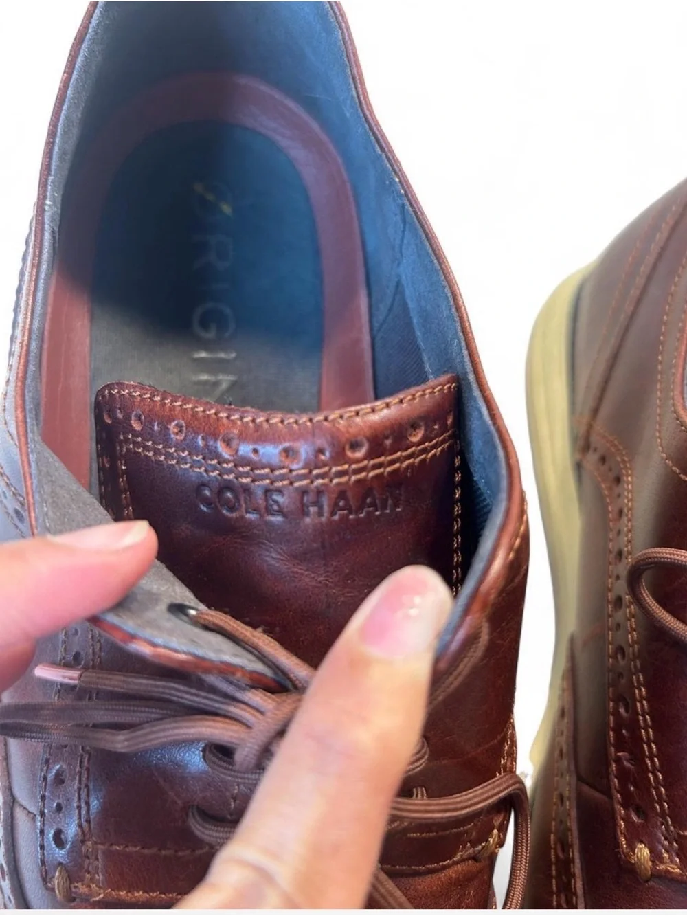Cole Haan Brown Leather Wingtip Derby Shoes